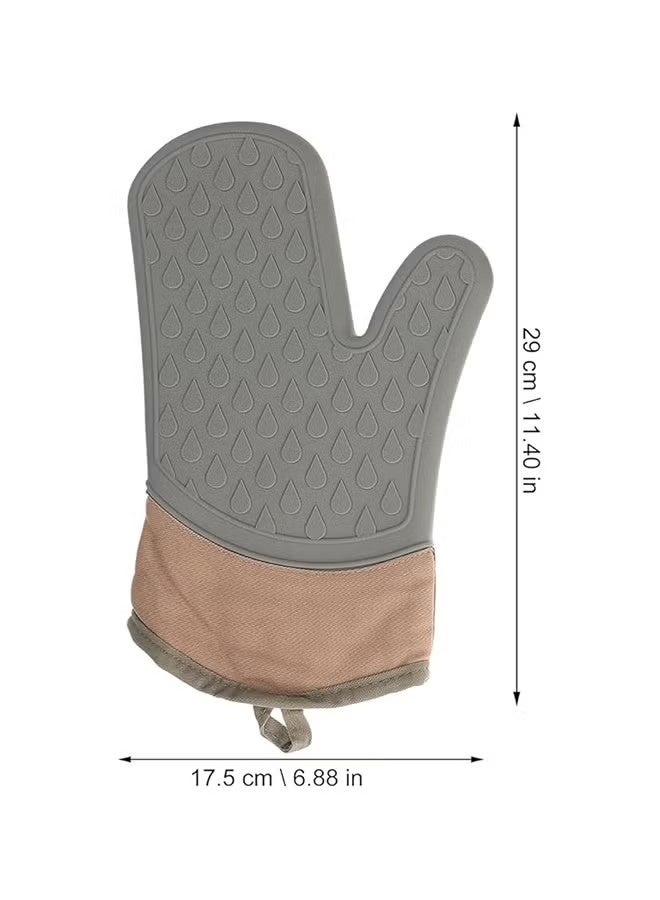 ULIOVA قفازات الفرن المقاومة للحرارة من السيليكون مزدوجة الطبقات، قفازات الخبز غير الانزلاقية ببطانة قطنية للطهي والخبز والبيكيو والميكروويف، قفازات واقية سهلة التنظيف ومتينة - Image 2